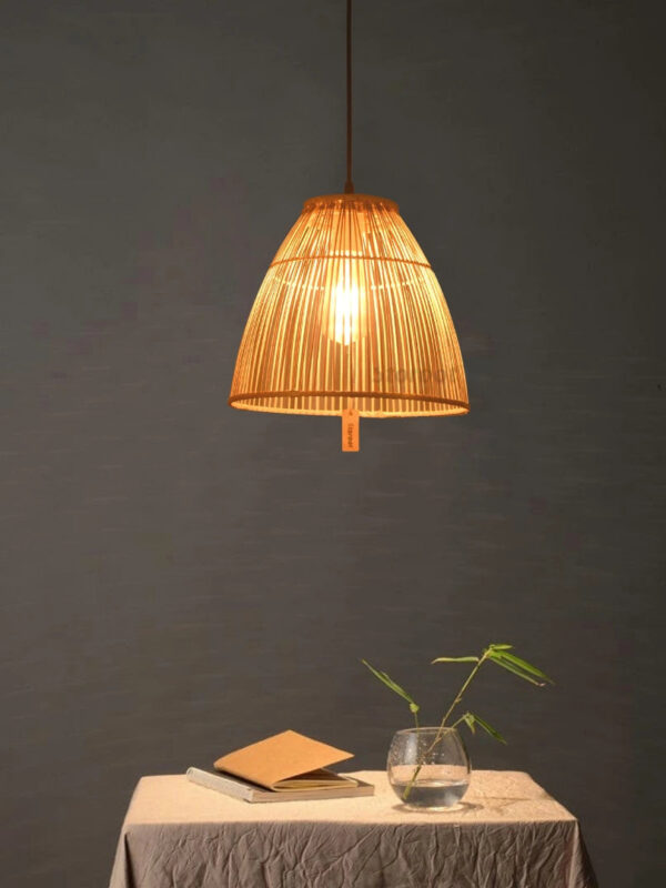 Bamboo Seashell Pendant Light - Spiral Shaped Hanging Lantern