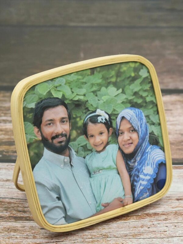 Bamboo Curved Square Photo Frame - Tabletop and Wall Hanging Picture Frame