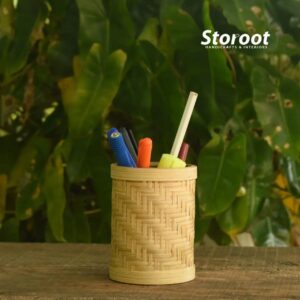 Handcrafted Bamboo Pen Stand and Pencil Holder | Desk Organizer for Office & Home