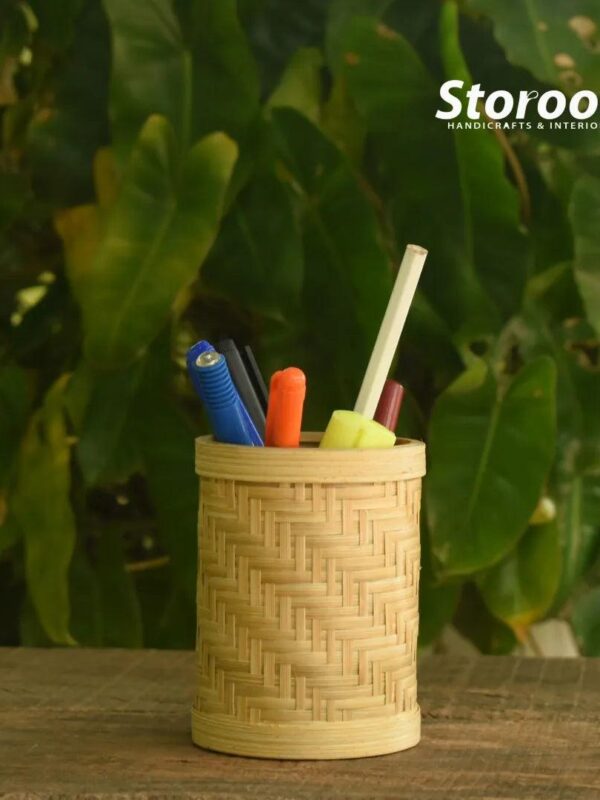 Handcrafted Bamboo Pen Stand and Pencil Holder | Desk Organizer for Office & Home