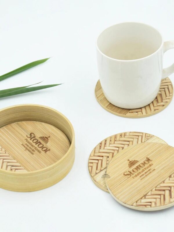 Bamboo Tea Coaster set of 4 - personalized sustainable gift